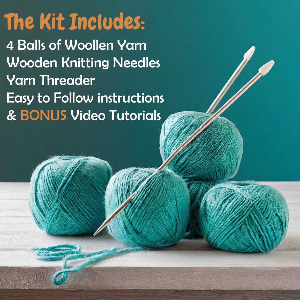 Kit Inclusions - balls of wool and needles